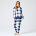 conjunto lounge pijama xadrez de manga comprida Azul image 1