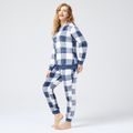 conjunto lounge pijama xadrez de manga comprida Azul image 2