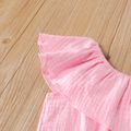 2-piece Toddler Girl Flounce Off Shoulder Sleeveless Pink Tee and Belted Dinosaur Print Skirt Set Pink