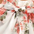 Toddler Girl Floral Print Square Neck Ruffled Bowknot Design Sleeveless Strap Dress Pink image 4