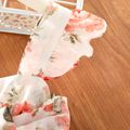 Toddler Girl Floral Print Square Neck Ruffled Bowknot Design Sleeveless Strap Dress Pink image 3
