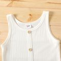 Kid Girl Solid Color Ribbed Sleeveless Dress White