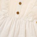 Toddler Girl 100% Cotton Ruffled Button Design Solid Color Short-sleeve Dress White