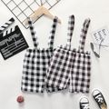 Toddler Boy Casual Plaid Suspender Shorts Brown