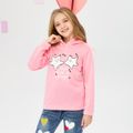 Kid Girl Letter Stars Print Fleece Lined Hoodie Sweatshirt Pink image 1