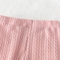 Toddler Giel Cable Knit Textured Elasticized Solid Color Leggings Pink