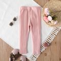 Toddler Giel Cable Knit Textured Elasticized Solid Color Leggings Pink