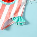 Baby Girl Watermelon Print Striped Sleeveless Ruffle One-Piece Swimsuit Colorful