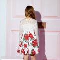2-piece Kid Girl Lace Design Long-sleeve Tee and Bowknot Design Floral Print Skirt Set White