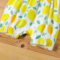 Baby Girl Allover Yellow Lemon Print Sleeveless Ruffle Snap Romper Yellow