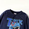 Toddler Boy Letter Dinosaur Print Casual Pullover Sweatshirt royalblue