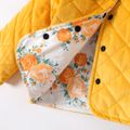 Baby Girl Contrast Collar Thickened Long-sleeve Quilted Jacket Coat Yellow