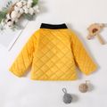 Baby Girl Contrast Collar Thickened Long-sleeve Quilted Jacket Coat Yellow