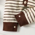 Baby Boy/Girl Striped Knit Button Up Sleeveless Jumpsuit Brown