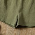 Toddler Girl 100% Cotton One Shoulder Flounce Belted Romper Jumpsuit Shorts LightArmyGreen image 5
