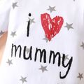 Mother's Day Baby Boy/Girl 95% Cotton Long-sleeve Love Heart Letter Print Stars/Striped Jumpsuit White image 4