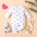 Mother's Day Baby Boy/Girl 95% Cotton Long-sleeve Love Heart Letter Print Stars/Striped Jumpsuit White image 2