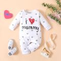 Mother's Day Baby Boy/Girl 95% Cotton Long-sleeve Love Heart Letter Print Stars/Striped Jumpsuit White image 1