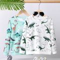 Kid Boy Animal Dinosaur Print Pullover Sweatshirt Turquoise