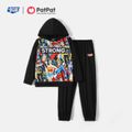 Justice League 2-piece Kids Boy/Girl Hooded Sweatshirt and Solid Pants Set Black