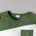 2-piece Toddler Boy Colorblock Pocket Design Tee and Elasticized Shorts Set Dark Green