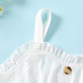 Kid Girl Ruffled Button Design Tie Knot Solid Color Camisole Tank Top White
