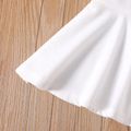 Kid Girl Solid Color Floral Mesh Design Short-sleeve Tee White