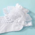 meias de renda de bebê / criança / criança com acabamento em cor pura respirável para meninas Branco