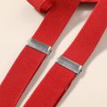Conjunto de suspensório elástico ajustável de cor pura e gravata borboleta para meninos e meninas Vermelho image 5