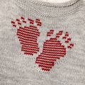 Baby Boy/Girl Footprint Pattern Light Grey Sleeveless Knitted Romper Light Grey