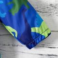 Baby Boy All Over Dinosaur Print Outdoor Waterproof Sporty Long-sleeve Hooded Zip Jumpsuit Deep Blue