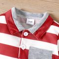 2pcs Baby Boy Red Striped Long-sleeve Button Up Romper and Trousers Set Red