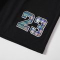 2-piece Kid Boy Plaid Lapel Collar Short-sleeve Shirt and Number Print Black Shorts Set PLAID