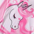 Kid Girl Animal Unicorn Print Ruffled Long-sleeve Tee Pink