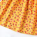 2-piece Kid Girl Floral Print Smocked Strap Dress and Headband Set Yellow