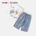 Tom and Jerry 2-piece Toddler Boy Graphic Tee and Denim Pants Set White