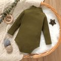 Baby Boy/Girl 95% Cotton Ribbed Turtleneck Long-sleeve Romper Army green