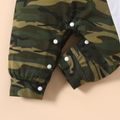 Baby Boy Camouflage Colorblock 3D Ears Hooded Short-sleeve Jumpsuit Grey