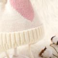 Baby / Toddler Heart Print Warm Lace-up Ear Protection Knit Beanie Hat White