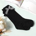 Toddler / Kid Houndstooth Bow Decor Pure Color Stockings Black