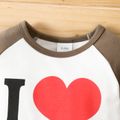 Baby Boy/Girl Love Heart and Letter Print Short Raglan Sleeve Romper White