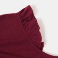 100% Cotton Solid Frill Collar Sleeveless Tops for Mom and Me Burgundy