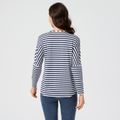 Stripe Print Round Neck Long-sleeve T-shirt BLUEWHITE
