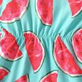 Baby Girl Allover Watermelon Print Pom Poms Design Sleeveless Romper Color block image 4
