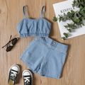 2pcs Toddler Girl Denim Camisole and Shorts Set Blue