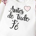 2-piece Toddler Girl Ruffled Letter Print Long-sleeve White Top and Leopard Print Flared Pants Set White