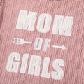 Letter Print Pink Textured Short-sleeve T-shirts for Mom and Me Pink