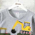 Kid Boy Dinosaur Vehicle Excavator Print Pullover Sweatshirt Grey