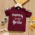 Toddler Girl Letter Leopard Print Casual Short-sleeve Tee Red image 1