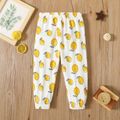Toddler Girl Casual Lemon Print Elasticized Pants Pale Yellow
